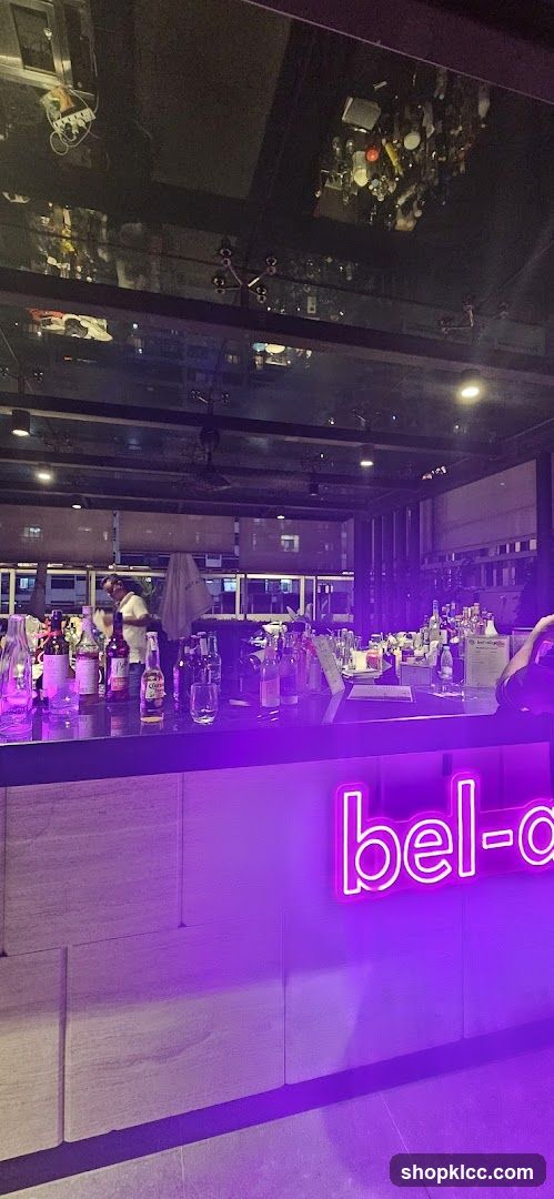 Bar Interior with Neon Sign