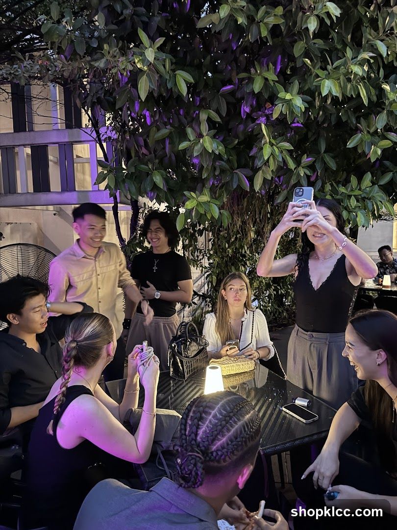 Group of friends enjoying an evening outdoors