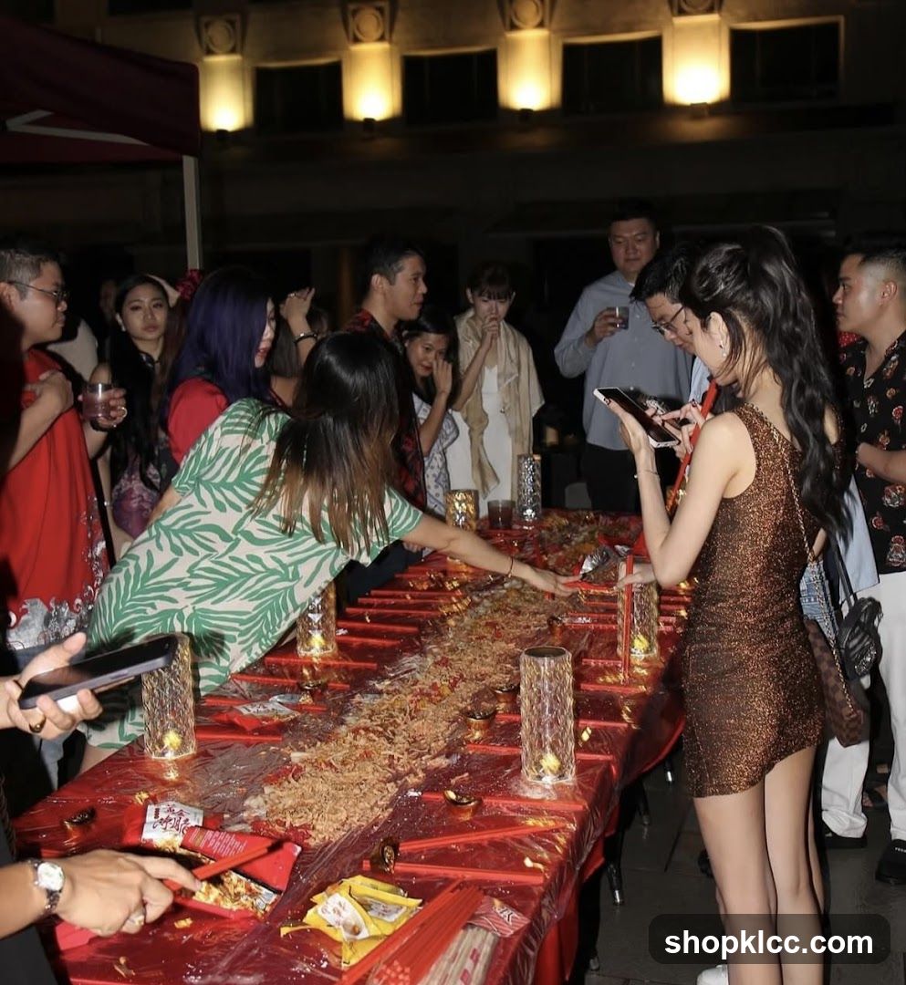 People gathered around a long table with food