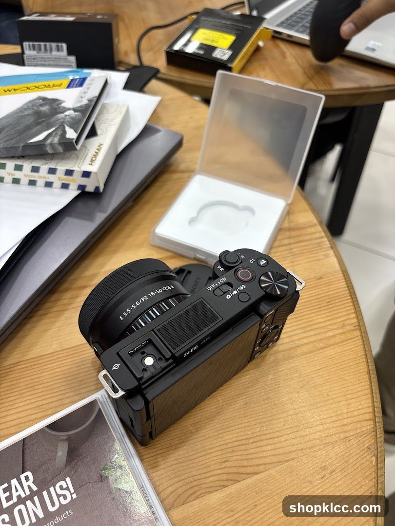 Camera and accessories on a table