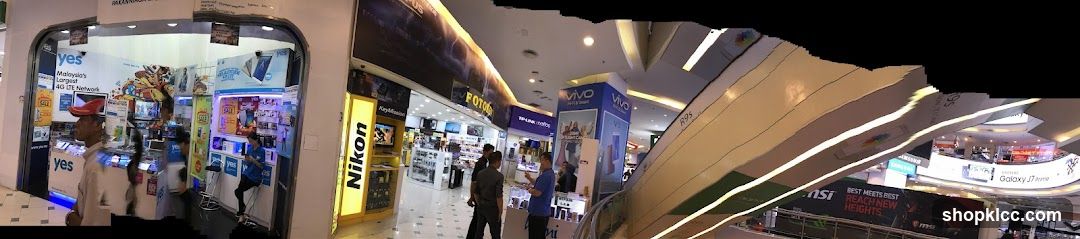 Mall Interior with Electronics Stores