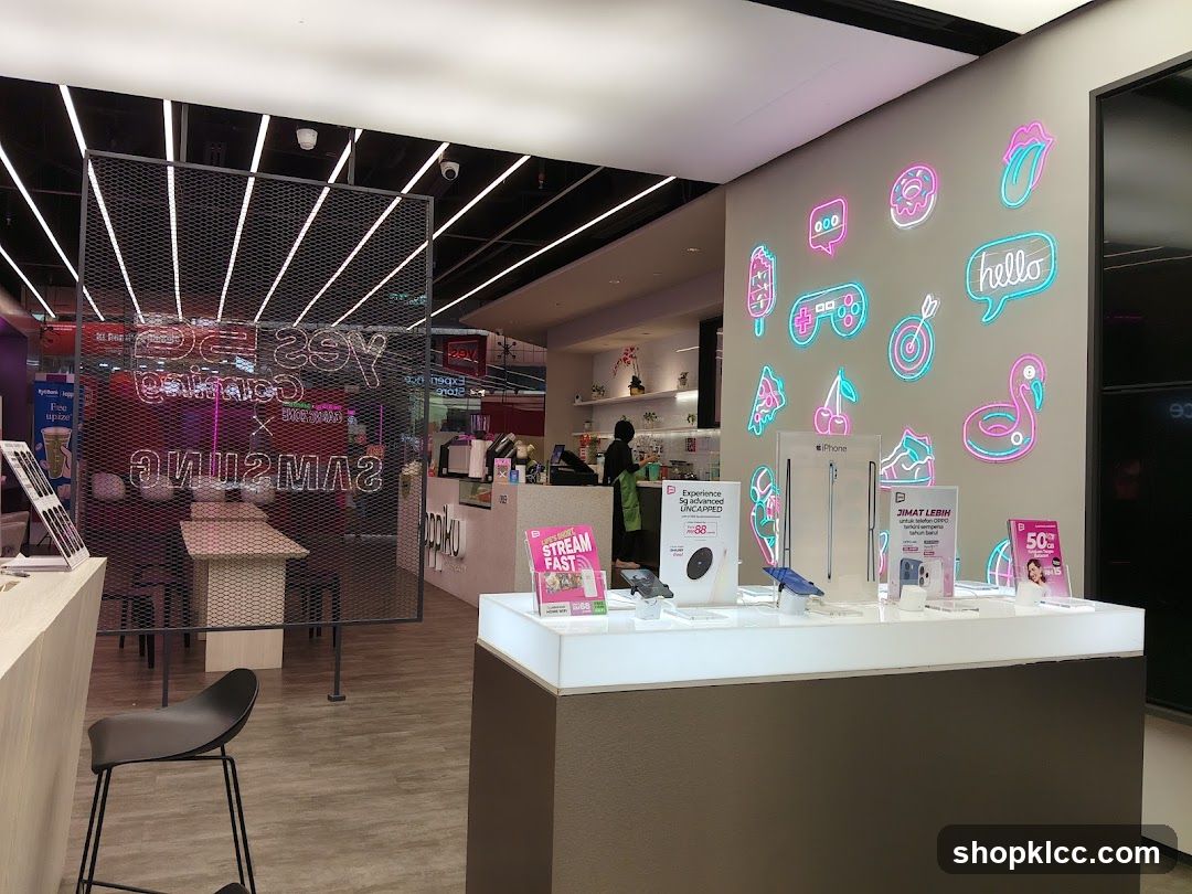 Store Interior with Neon Decorations