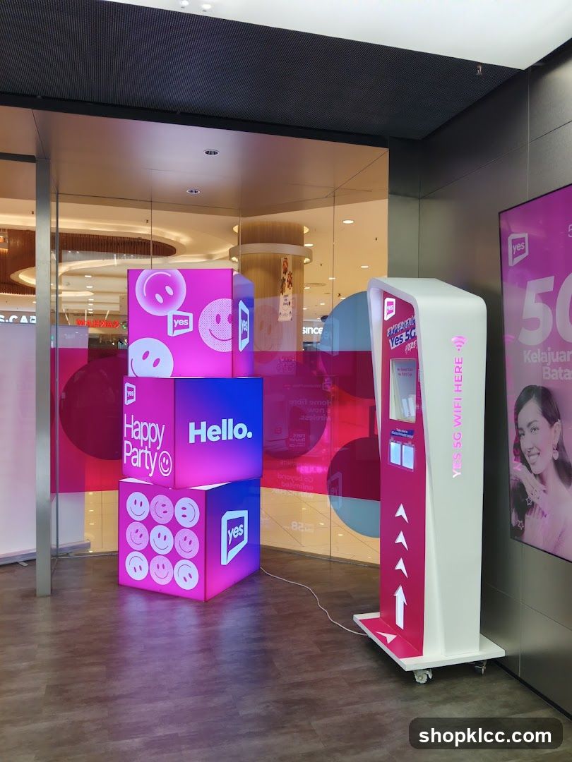 Promotional display with Yes branding