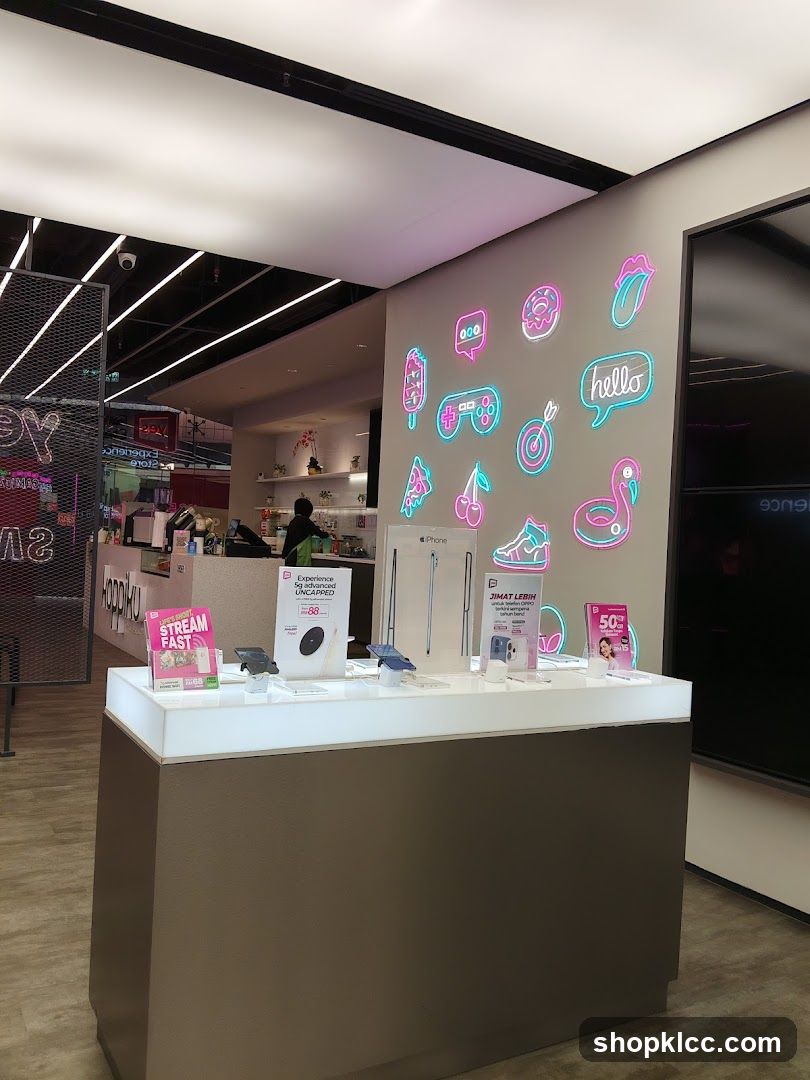 Store Display with Neon Art