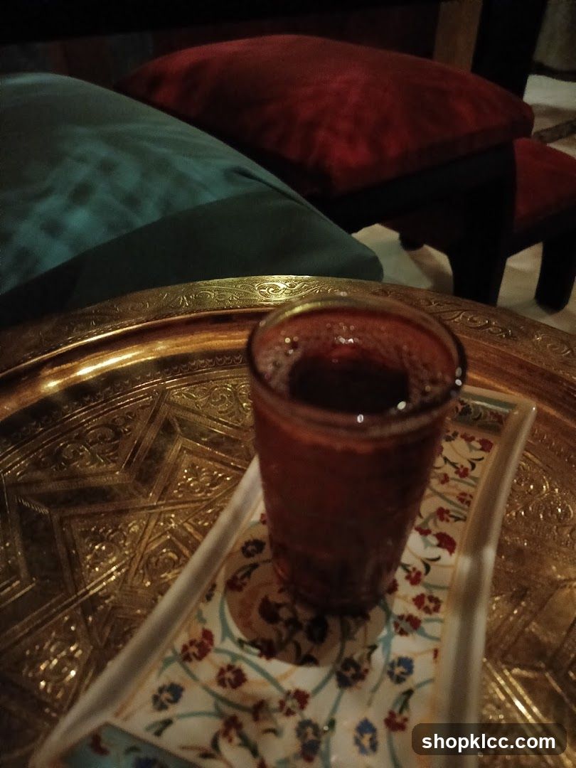 Beverage on ornate tray