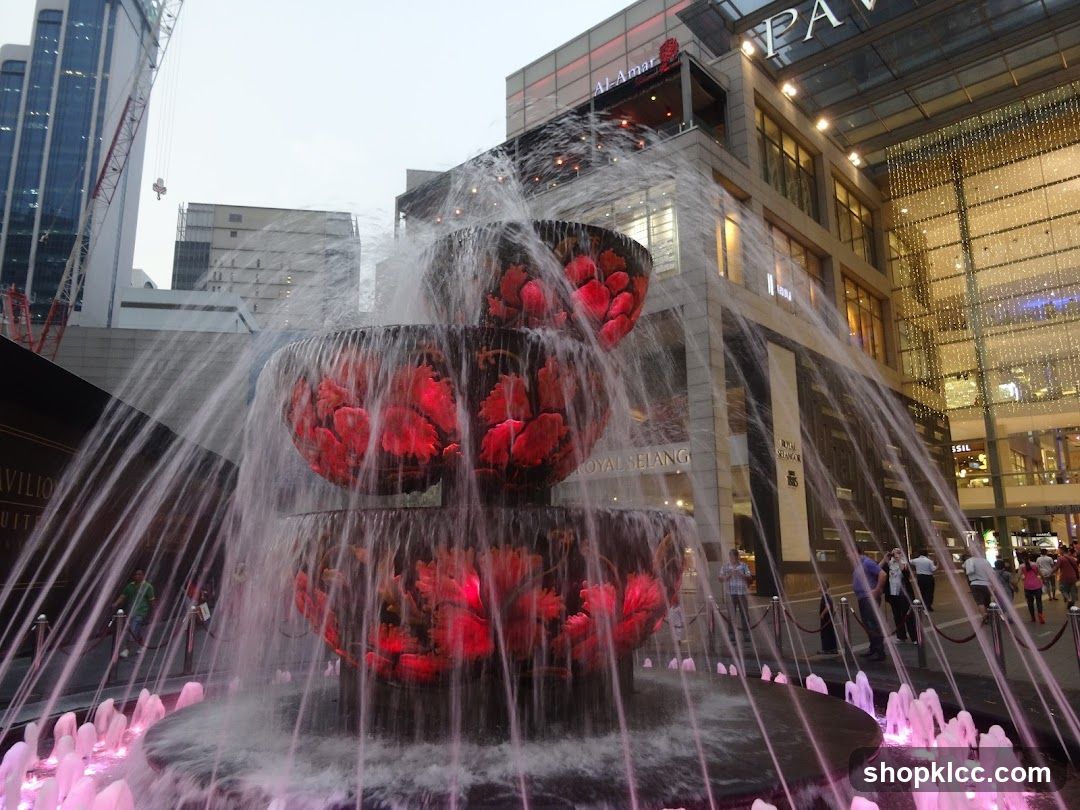 Fountain in front of a shopping mall