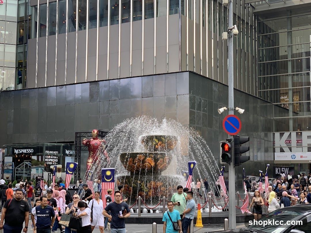 Outdoor Fountain with Iron Man Statue