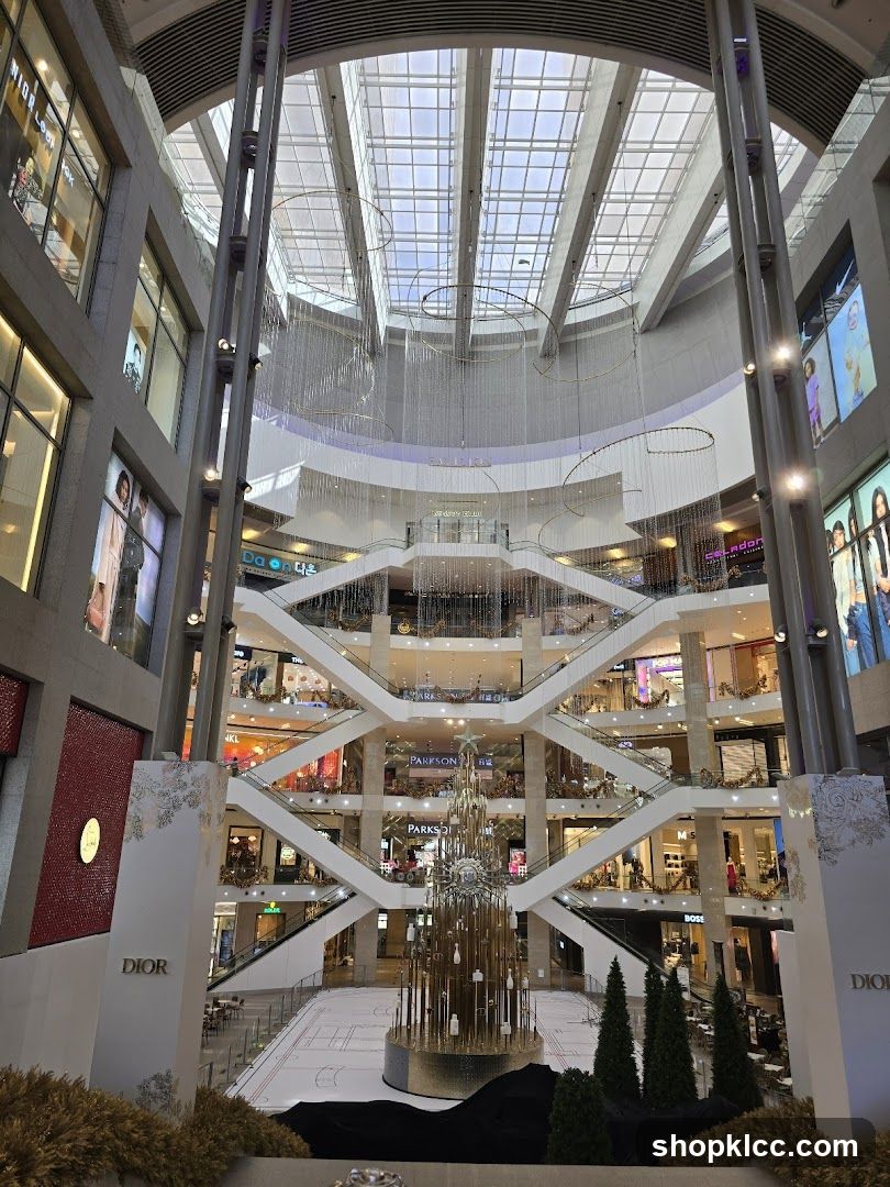 Shopping Mall Interior with Christmas Tree
