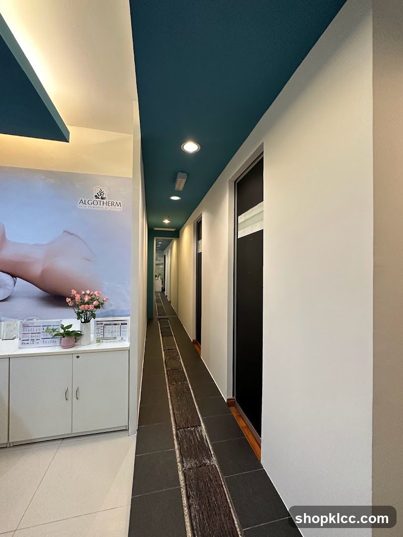 Interior hallway with treatment rooms