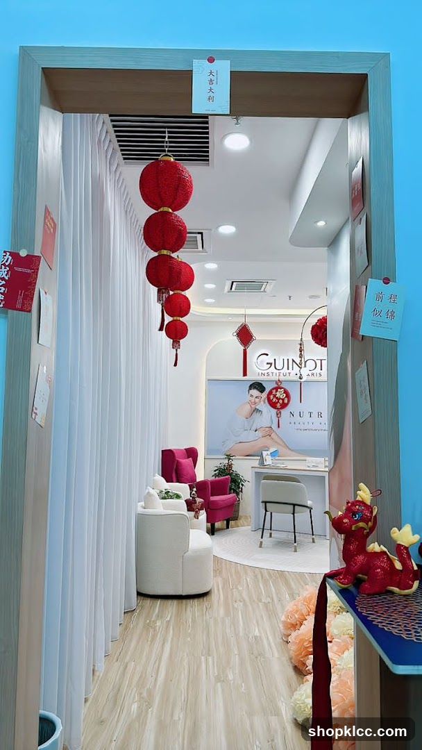 Beauty Salon Interior with Festive Decorations