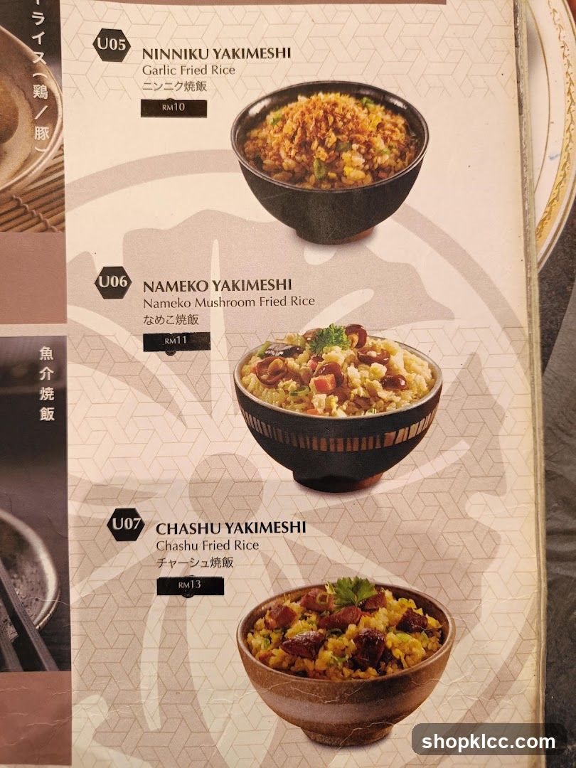 Yakimeshi Menu