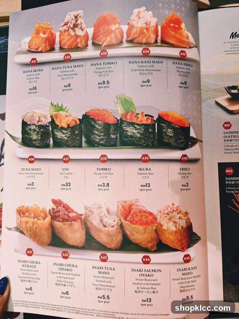 Sushi Menu