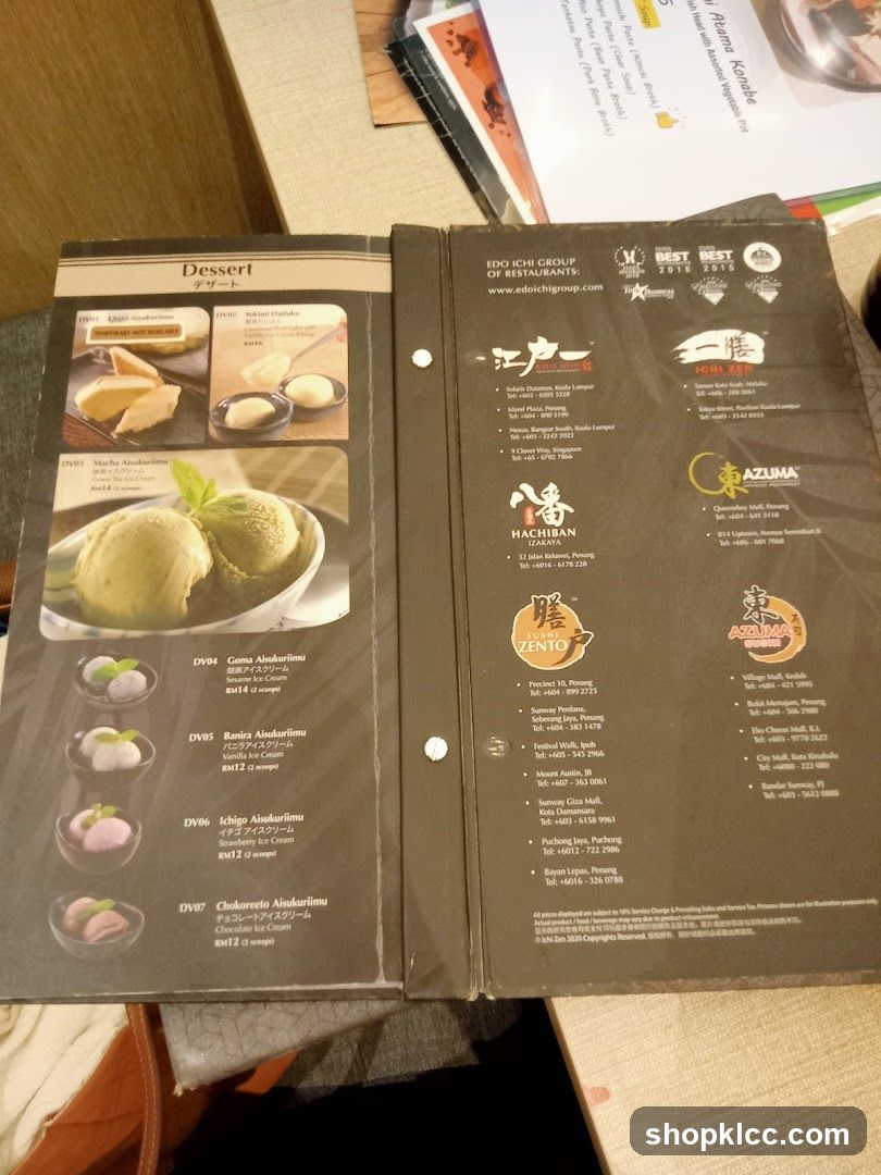 Dessert Menu