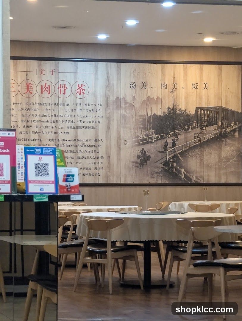 Restaurant Interior with Historical Mural