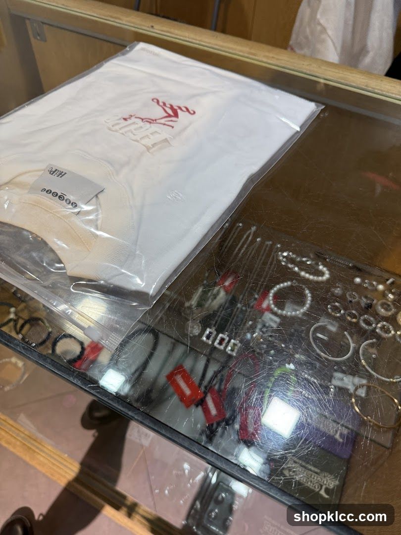 T-shirt and jewelry display