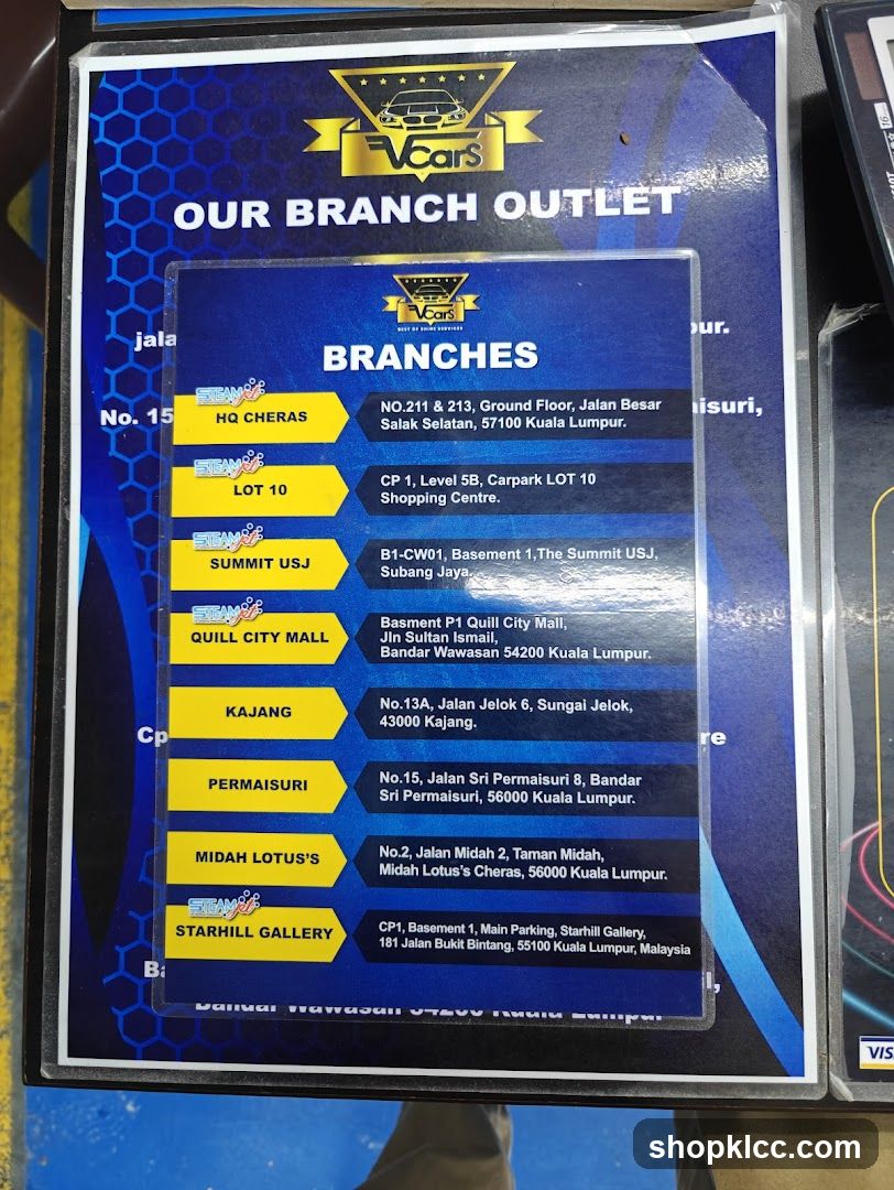 VCars Branch Outlet List