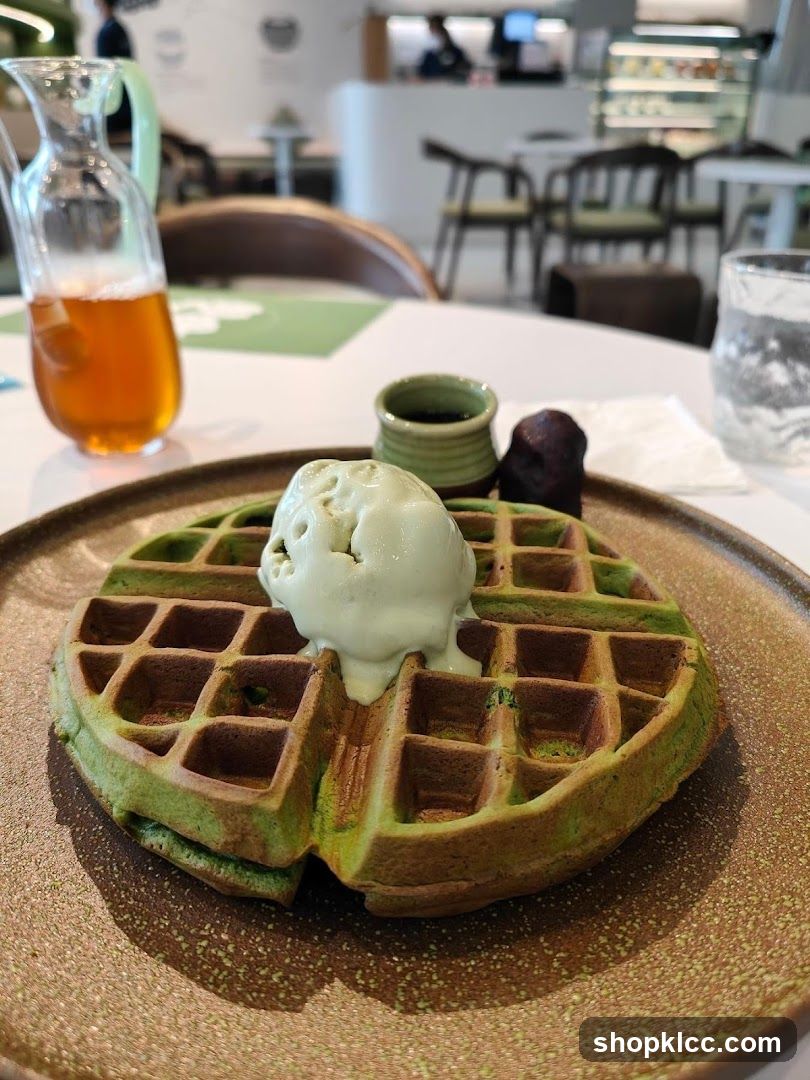 Matcha Waffle with Ice Cream