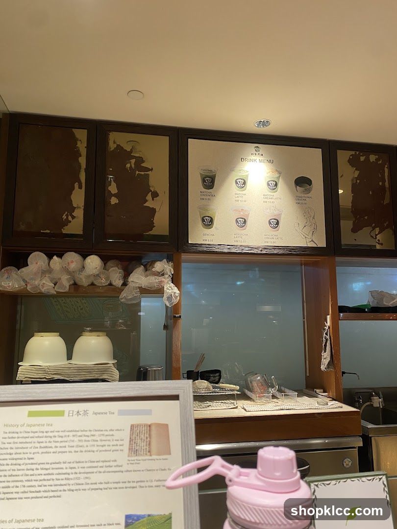 Drink Menu and History of Japanese Tea Display