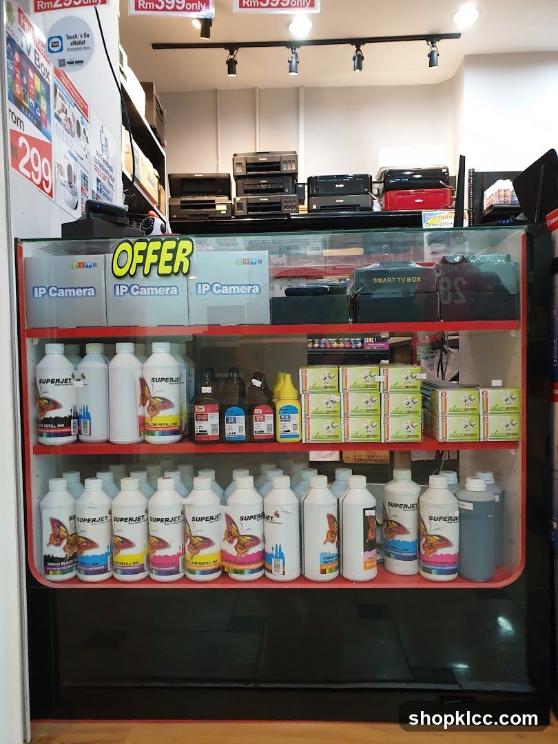 Store Display with Ink Refills and Cameras