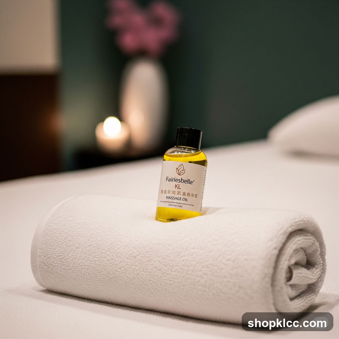 Massage Oil Bottle on Towel