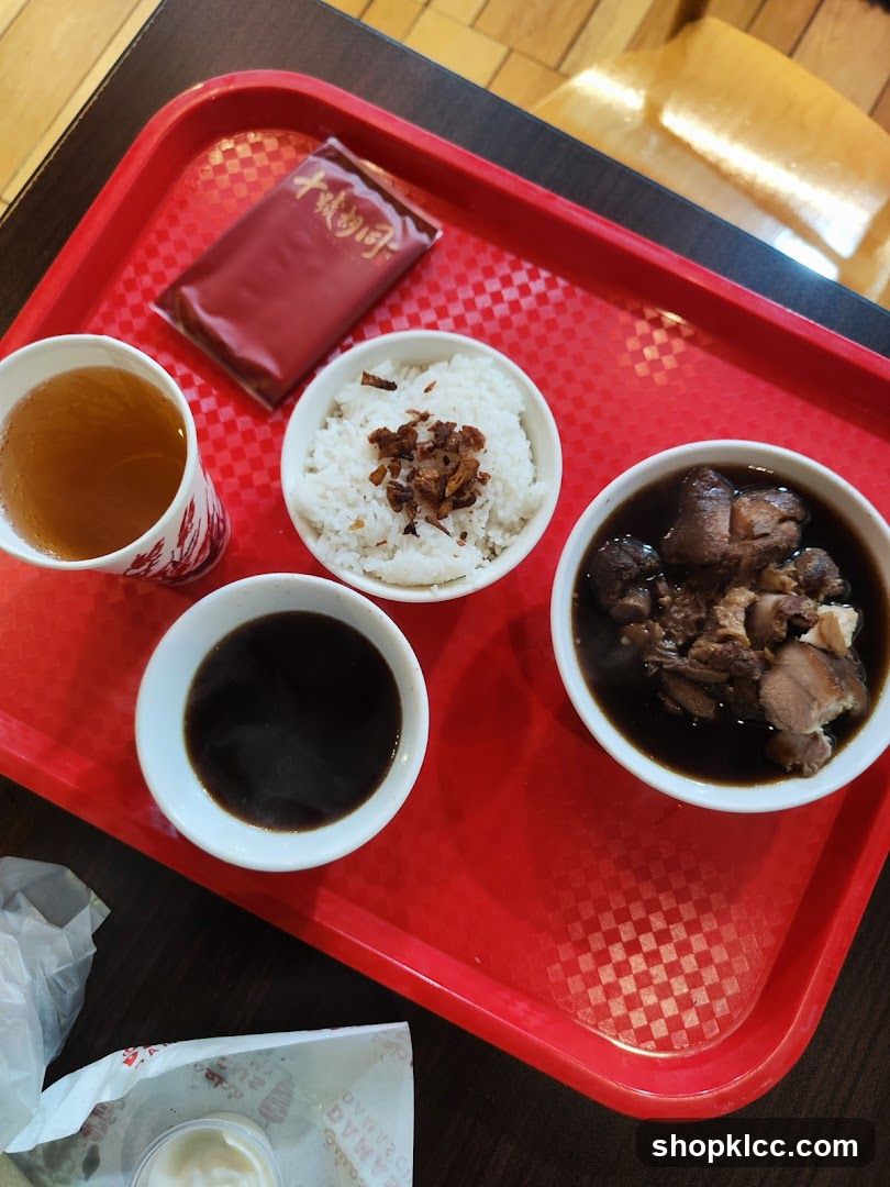 Meal Tray with Braised Pork and Rice