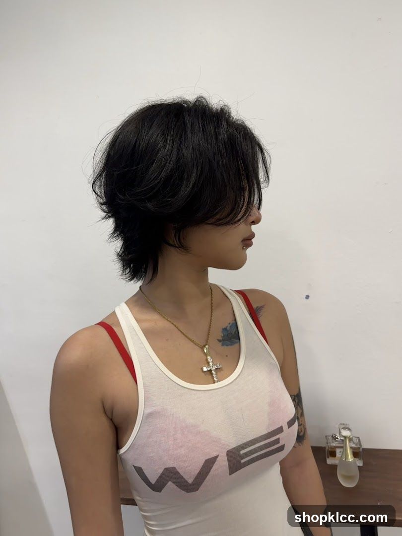 Woman with layered haircut