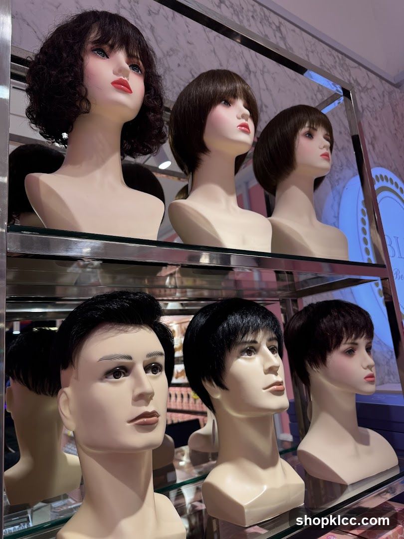 Mannequin Heads Displaying Wigs
