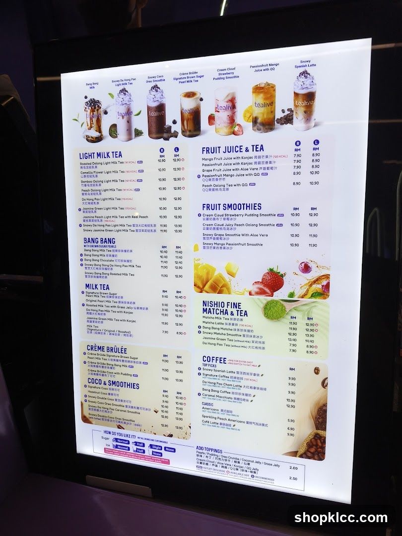 Tealive Menu