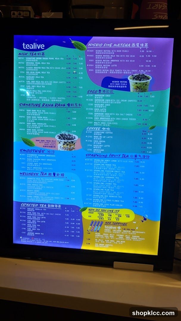 Tealive Menu