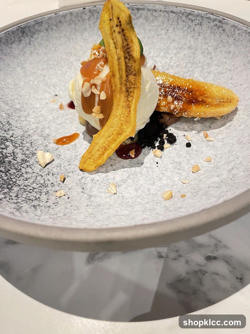 Dessert with ice cream and banana