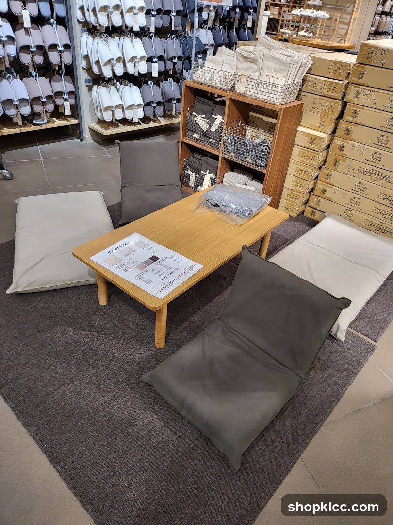 Floor Chairs and Table Display