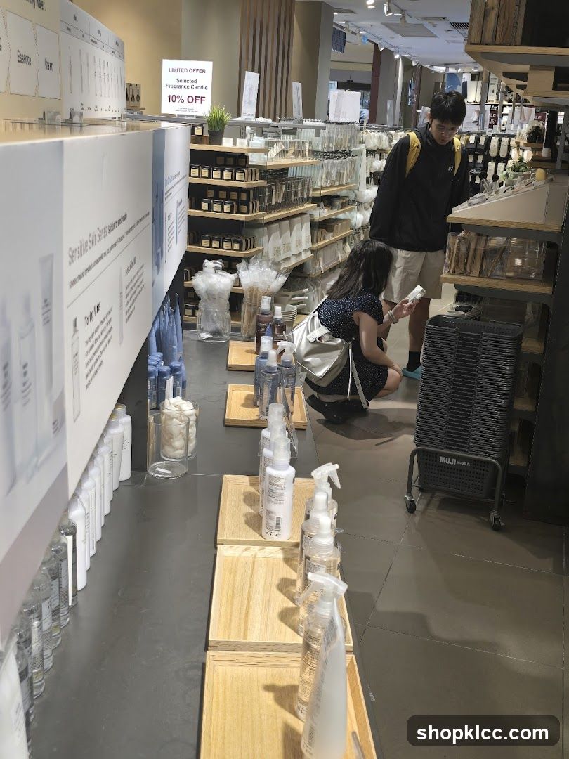 Store Interior with Skincare Products and Promotional Sign