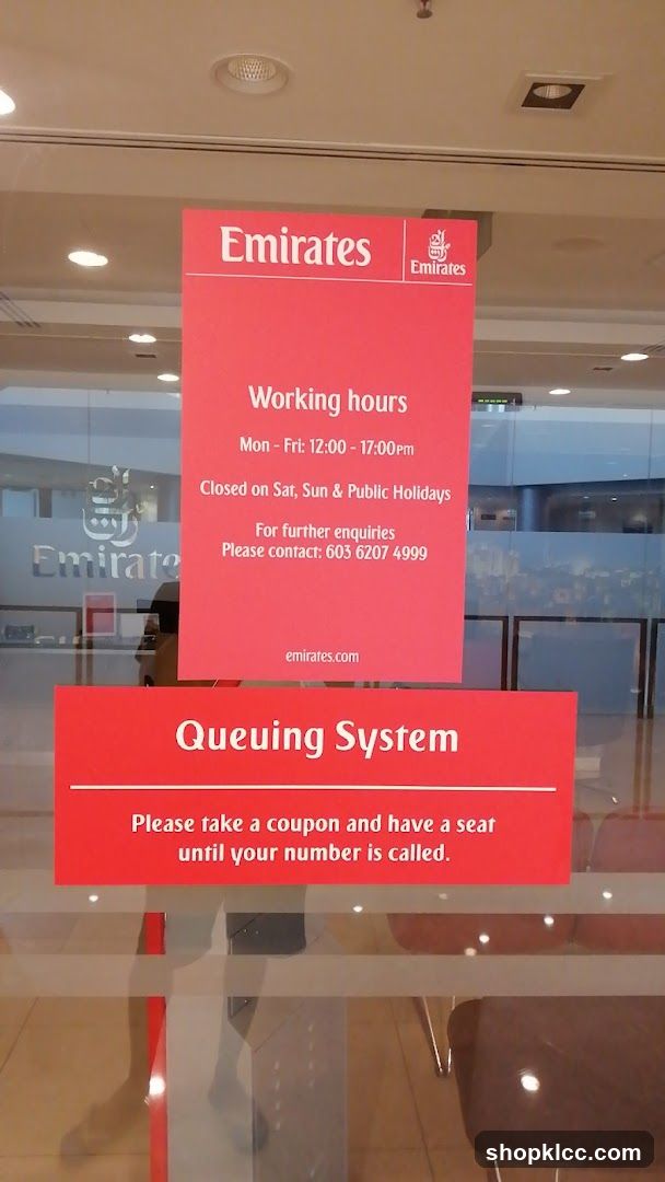 Emirates Working Hours and Queuing System Sign
