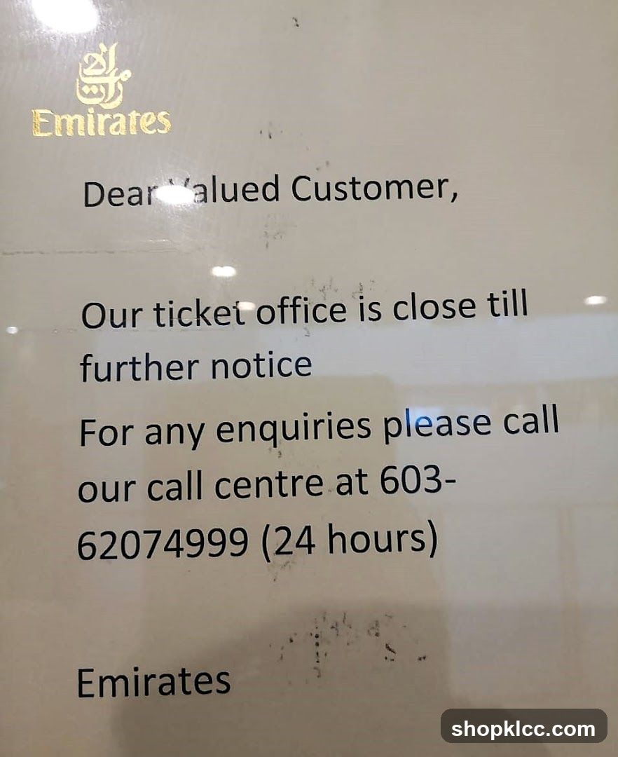 Emirates Ticket Office Closure Notice