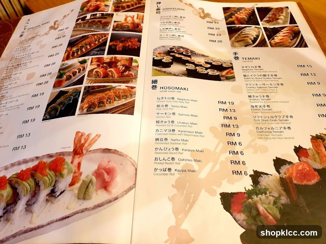 Sushi Menu