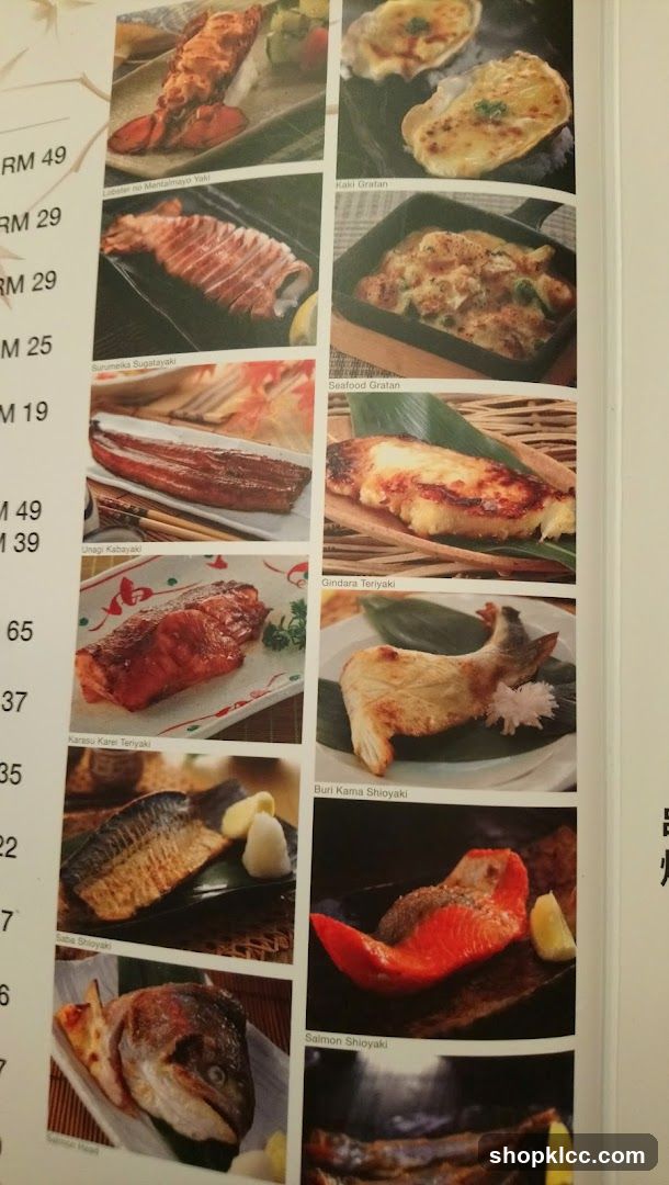Japanese Seafood Menu
