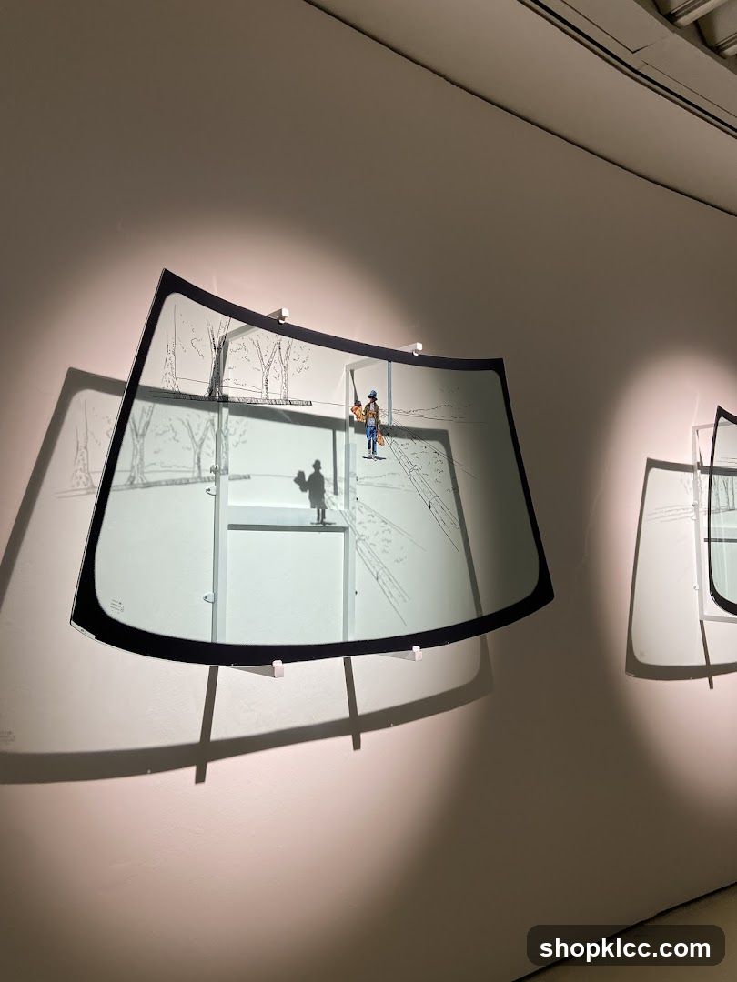 Art Installation with Glass and Drawings