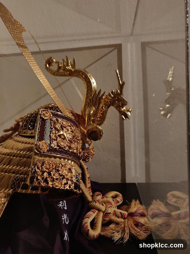 Golden Samurai Helmet with Dragon Ornament