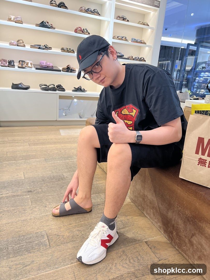 Man trying on shoes