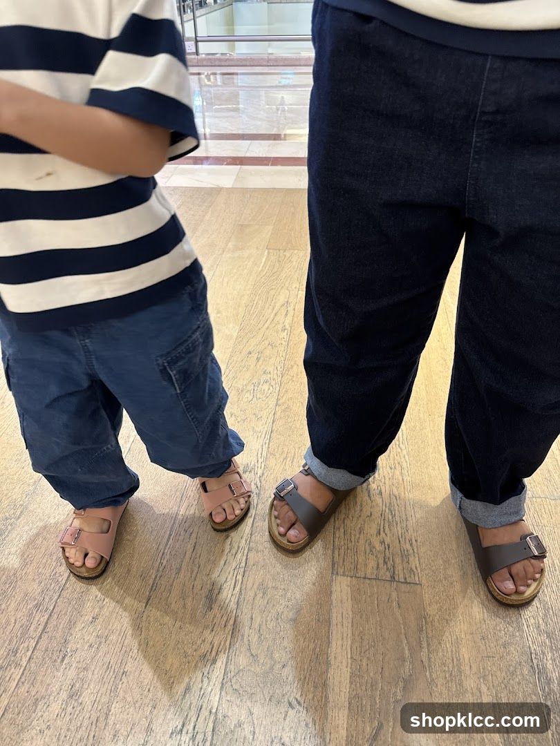Two people wearing sandals