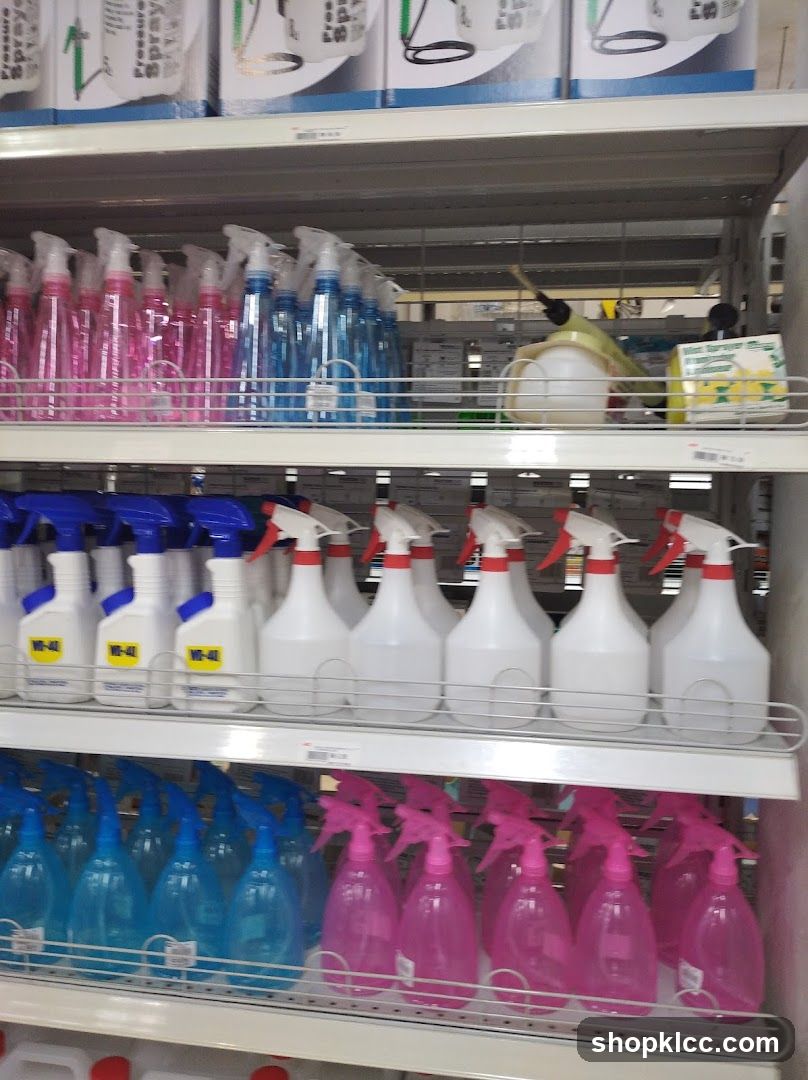 Spray Bottles on Shelves