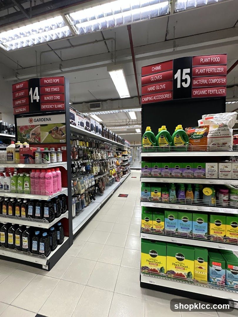 Store Aisles with Outdoor and Gardening Supplies