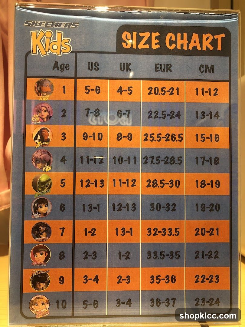 Skechers Kids Size Chart