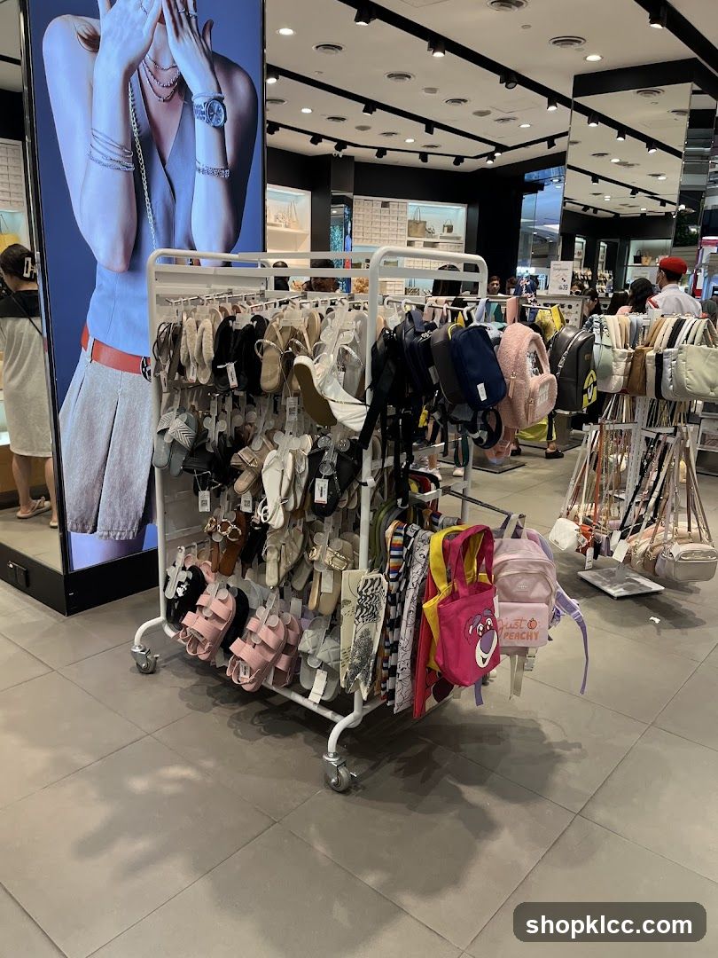 Display of Sandals and Bags in a Store