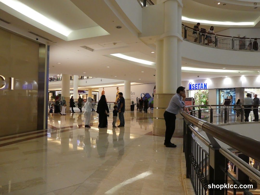 Mall Interior with Shops and Shoppers