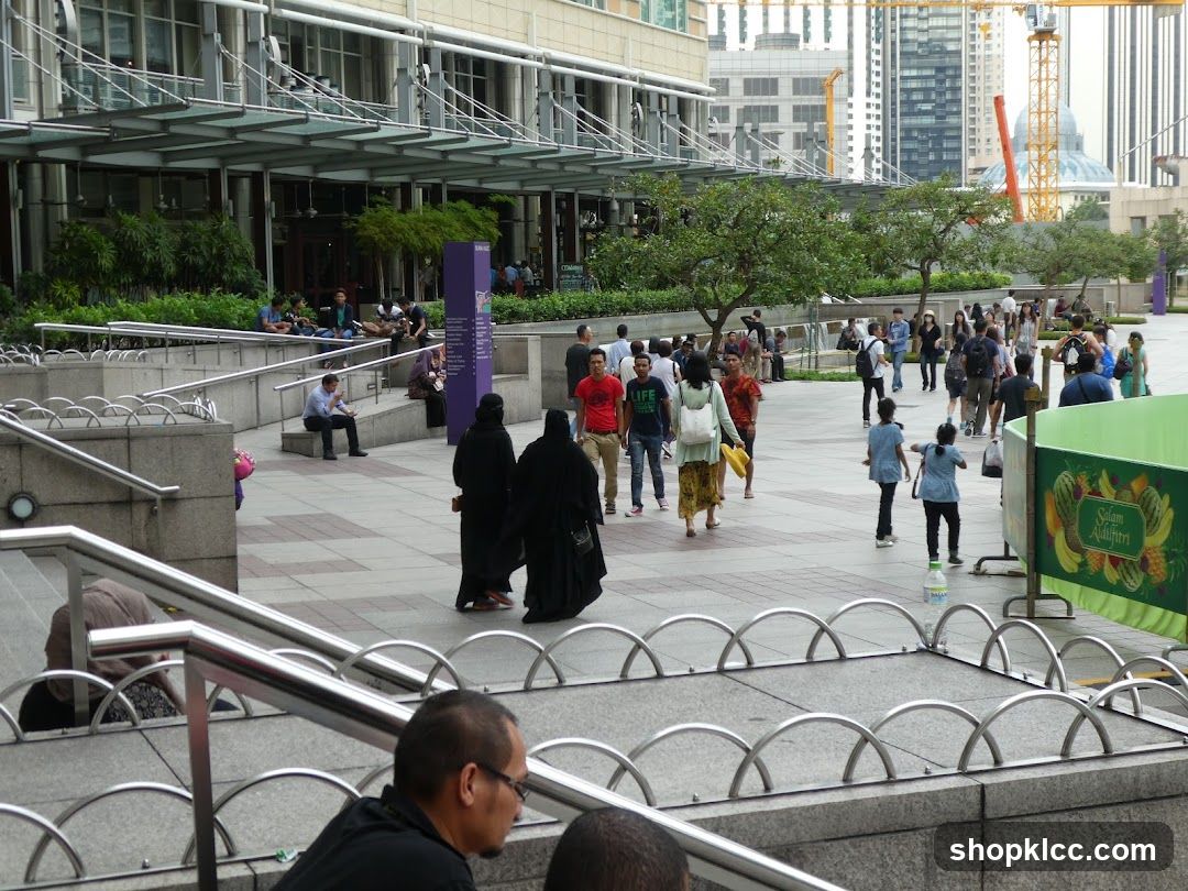 People in an outdoor plaza