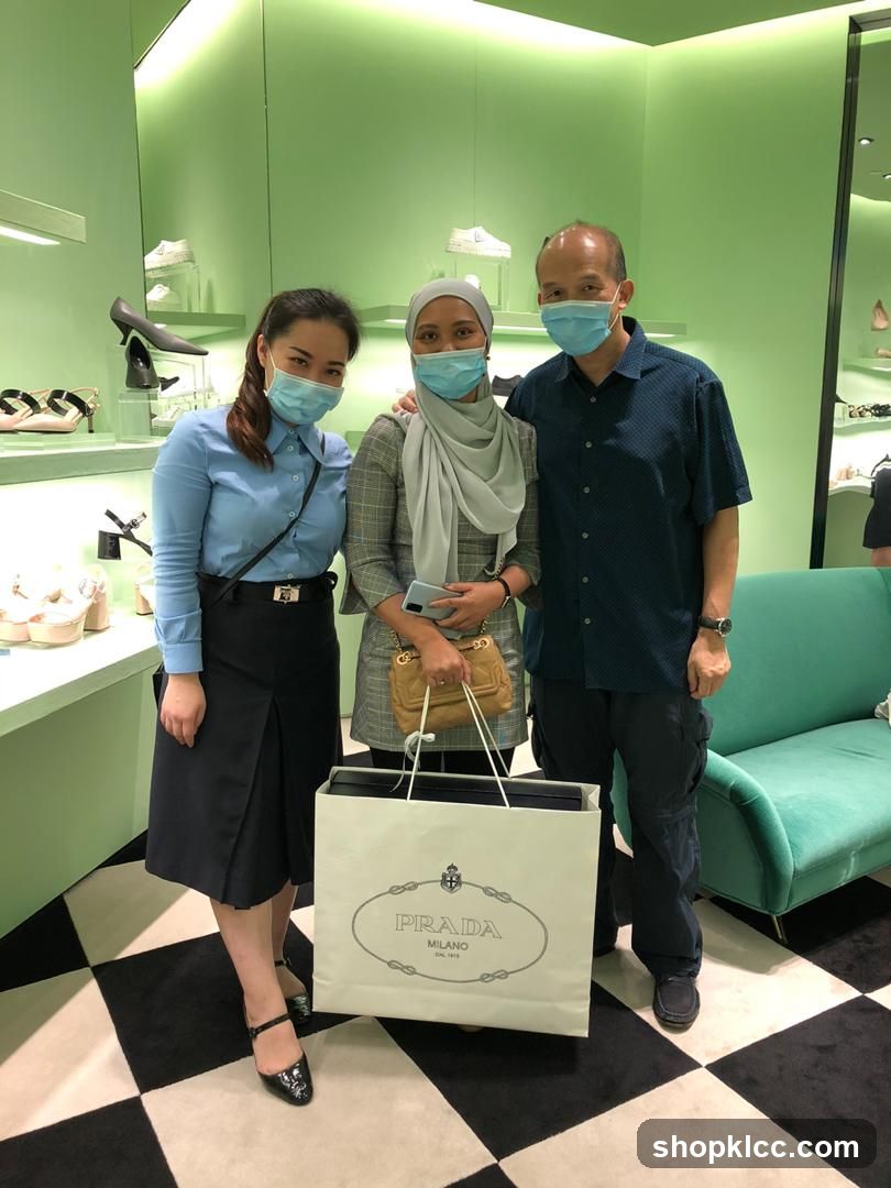 People Posing with Prada Shopping Bag