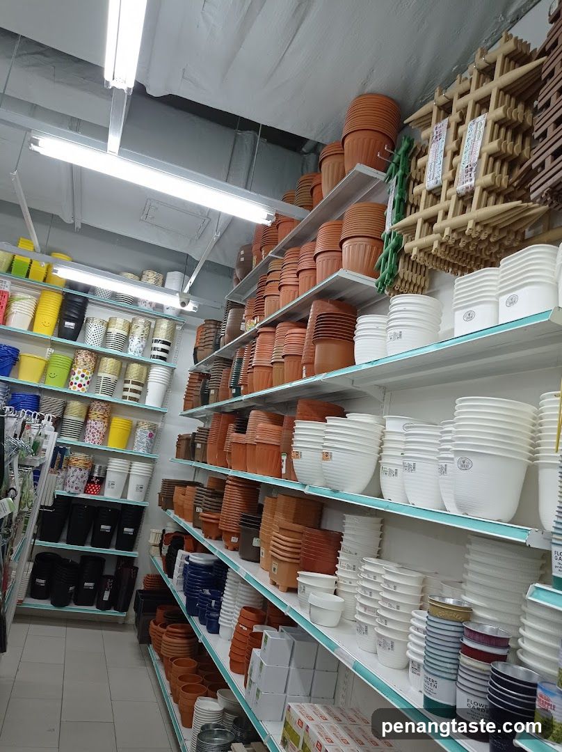 Shelves stocked with plant pots