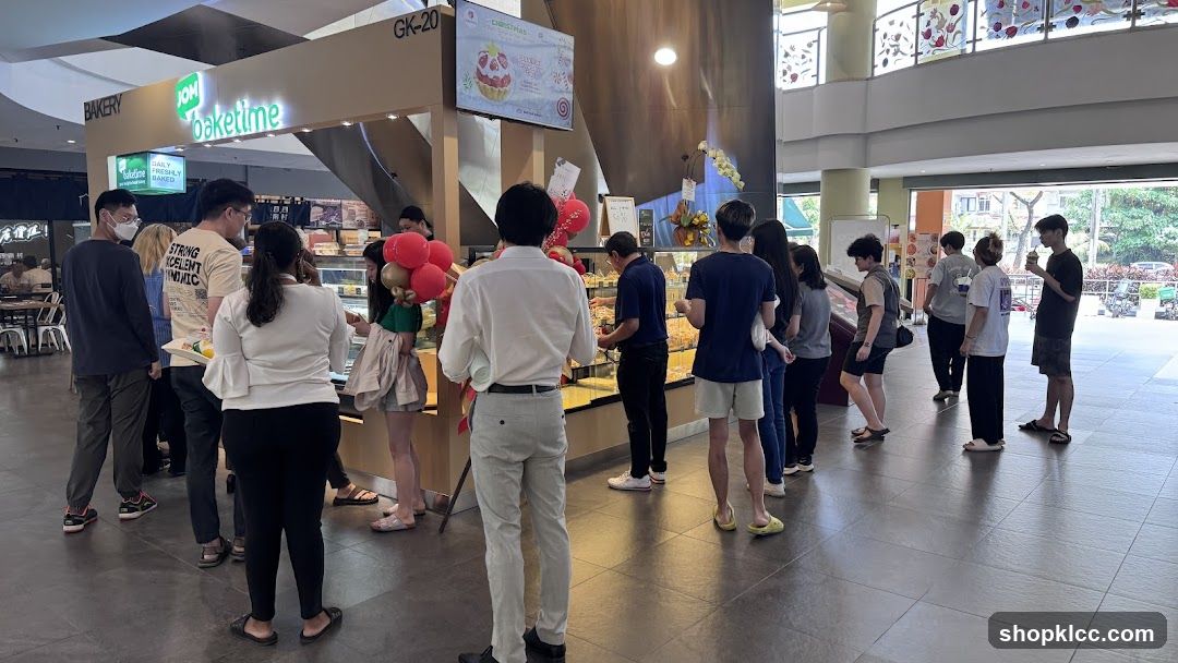 Crowd at bakery counter
