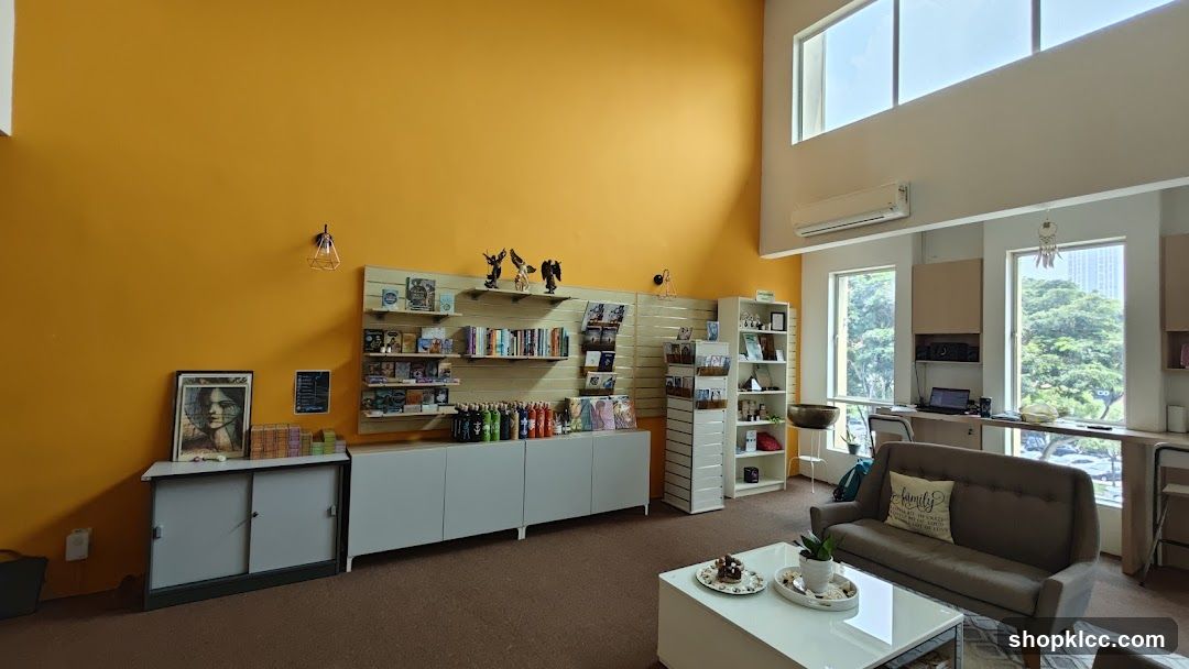 Interior of a shop with books and decor